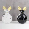 2er Set Deko Elche Schwarz Weiß Gold Keramik Dekofigur Produktbild-Vorschau 4
