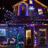Collage of images showing Christmas lights decorating a house exterior, a tree, and windows. Produktbild-Vorschau