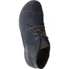 A top-down view of a blue leather boot. Voir les images du produit