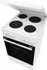 A white electric stove with four burners and an oven, with the lid open. Produktbild-Vorschau