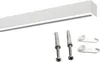 A white curtain rail with mounting hardware, including screws and wall plugs. Produktbild-Vorschau