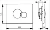 Technical drawing of a toilet flush plate with dimensions. Produktbild-Vorschau
