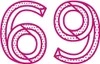 Stylized numbers 69 in pink with dotted patterns. Náhľad obrázku produktu