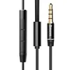 A close-up product shot of a black earphone cable with a 3.5mm jack and inline controls. Podgląd zdjęcia produktu