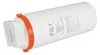 A white cylindrical water filter cartridge with an orange ring and a white connector piece. Produktbild-Vorschau