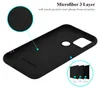 The inside of a black phone case is shown, with close-up insets highlighting the microfiber lining and the 3-layer construction. Náhled obrázku produktu