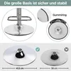 Collage of images showing details of a bar stool base, including its size and a rubber ring. Produktbild-Vorschau