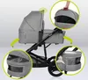A grey baby stroller with multiple callouts highlighting its features. Anteprima dell’immagine prodotto