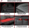 A collage of four images showcasing features of a car seat cover. Produktbild-Vorschau
