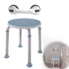 A shower stool and a suction cup grab bar are shown against a white background, with a smaller inset image showing the stool in a shower. Náhľad obrázku produktu