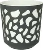 A gray and white planter pot with a cut-out pattern. Produktbild-Vorschau