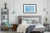 MuchoWow® Gerahmtes Poster Weltkarte - Blau - Linien 90x60 Produktbild-Vorschau 7