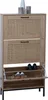 A shoe cabinet with rattan fronts and multiple shelves, displayed against a white background. Anteprima dell’immagine prodotto