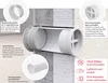 Diagram showing the features and installation of a ventilation component within a wall. Anteprima dell’immagine prodotto