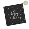 Serwetki urodzinowe czarne, Happy Birthday, 33x33 cm (1 op. Podgląd zdjęcia produktu 3