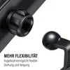 Close-up of a black ball joint mechanism for a car mount, with German text describing its flexibility. Anteprima dell’immagine prodotto
