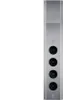 A vertical silver electrical outlet strip with four black sockets. Produktbild-Vorschau