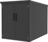 A dark gray metal bicycle garage with double doors. Produktbild-Vorschau