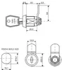 Technical drawing with dimensions of a lock mechanism and its components. Produktbild-Vorschau