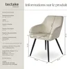 Chaise MARILYN Effet Velours Style Scandinave - crème/noir, Voir les images du produit 6