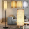 A floor lamp is shown in a living room setting, with inset images demonstrating different light color temperatures. Náhľad obrázku produktu