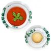 A set of plates and a coffee cup with a eucalyptus leaf pattern. Podgląd zdjęcia produktu