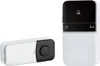 A wireless doorbell set consisting of a button unit and a receiver unit, displayed against a white background. Produktbild-Vorschau