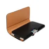 A black leather phone case with a brown interior is shown on a white background. Produktbild-Vorschau