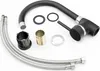 A black kitchen faucet with its components laid out on a white background. Produktbild-Vorschau