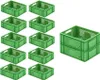 A collection of green plastic crates arranged in rows and a stack. Produktbild-Vorschau