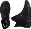A pair of black boots shown from two different angles against a white background. Podgląd zdjęcia produktu