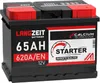 A black car battery with red and white labeling. Produktbild-Vorschau