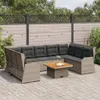 vidaXL 7-tlg. Garten-Lounge-Set mit Kissen Grau Poly Rattan Produktbild-Vorschau 2