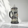 Bierkrug mit Deckel 0,7L – Steinkrug mit Metallmontur & Produktbild-Vorschau 3