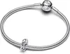 A silver Pandora bracelet with a charm is displayed on a white background. Anteprima dell’immagine prodotto