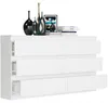 Komoda 140 cm 6 zásuvek skříňka FRAMIRE R-140 bílá Náhled obrázku produktu 5