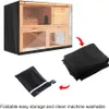 A product image showing a rabbit hutch with a black cover, and the cover folded and in a storage bag. Produktbild-Vorschau