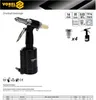A black pneumatic rivet gun with silver and yellow accents, displayed on a white background with technical specifications and diagrams. Náhľad obrázku produktu