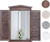 A mirror with wooden shutters, displayed against a white background, with color swatches on the right. Podgląd zdjęcia produktu