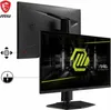 A monitor with a gaming-themed background displayed on its screen, with icons indicating controls and height adjustment. Produktbild-Vorschau