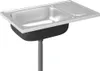 A stainless steel sink with a black basin and a grey drain pipe, shown against a white background. Náhľad obrázku produktu