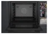 Siemens iQ700, Einbau-Backofen mit Dampfunterstützung, 60 x 60 cm, Schwarz, Edelstahl, HR736G1B1 Frontansicht geöffnet Einbau Produktbild-Vorschau