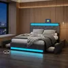 Dvoulůžková postel ProximaX 140 × 190 cm, šedé plátno, RGB Náhled obrázku produktu 2