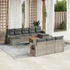 11-tlg. Garten-Sofagarnitur mit Kissen Grau Poly Rattan Produktbild-Vorschau 2