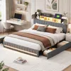 INONEFT Polsterbett 140 x 200 cm, Doppelbett mit LED und Produktbild-Vorschau 4