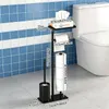 Edelstahl Klopapierhalter Stehend mit Klobürste - Produktbild-Vorschau 2