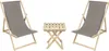 Two grey deck chairs and a small wooden table are arranged on a white background. Produktbild-Vorschau