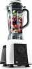 A white and black blender filled with fruits and vegetables, set against a white background. Podgląd zdjęcia produktu