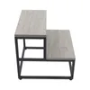 A two-step stool with a gray wood-grain finish and black metal frame, shown against a white background. Náhled obrázku produktu