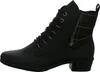 A black women's boot with a plaid shaft detail and a side zipper. Voir les images du produit